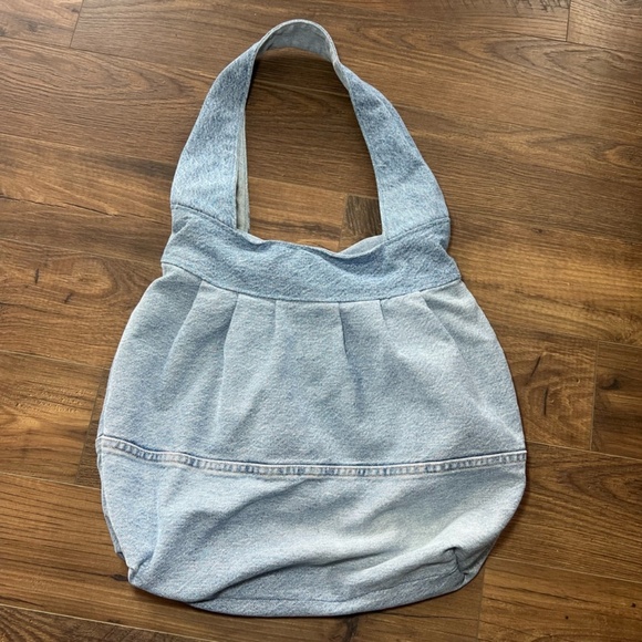 Denim Purse Tote Bag Light Denim Wash Jean Lined Clasp  Shoulder Bag Hobo Travel - Picture 4 of 11